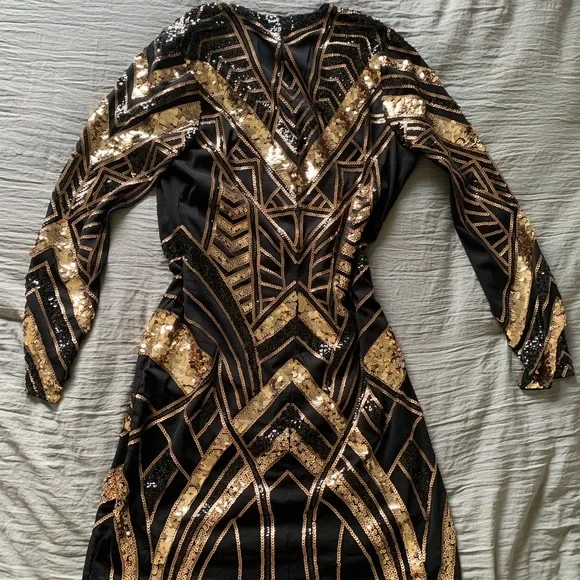 Dresses | Black And Gold Sequin Dress Great For Gatsby Parties | Poshmark